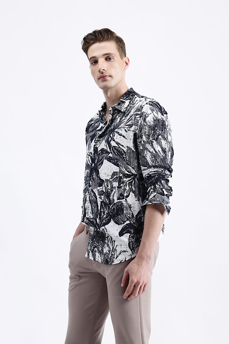 ABSTRACT FLORAL PRINT SHIRT