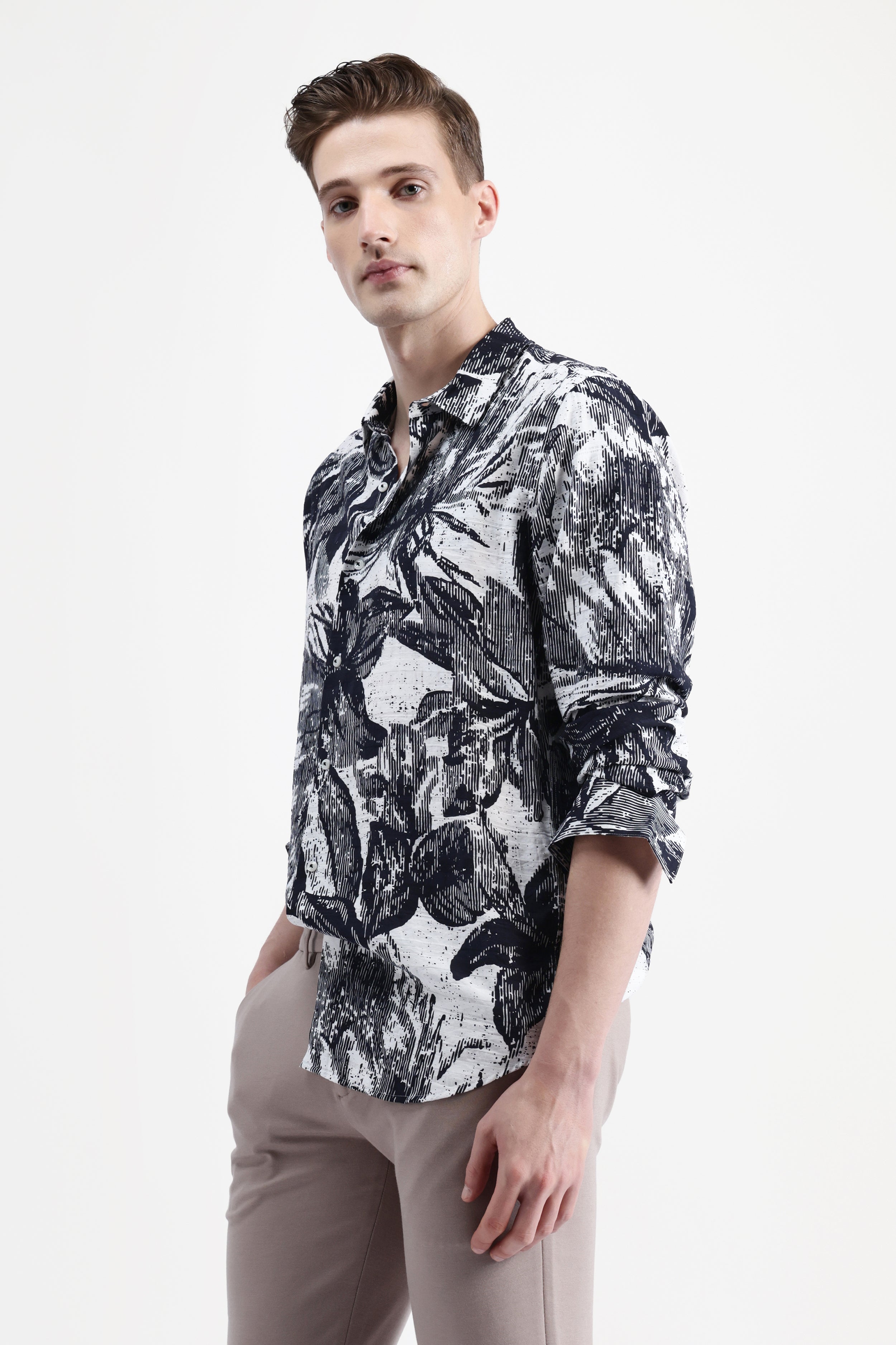 ABSTRACT FLORAL PRINT SHIRT