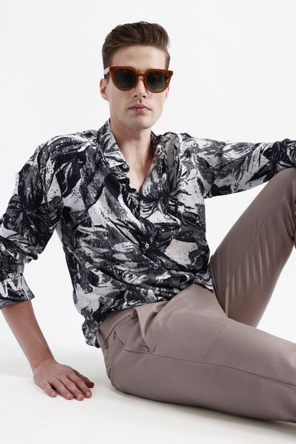 ABSTRACT FLORAL PRINT SHIRT
