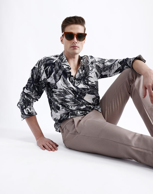 ABSTRACT FLORAL PRINT SHIRT