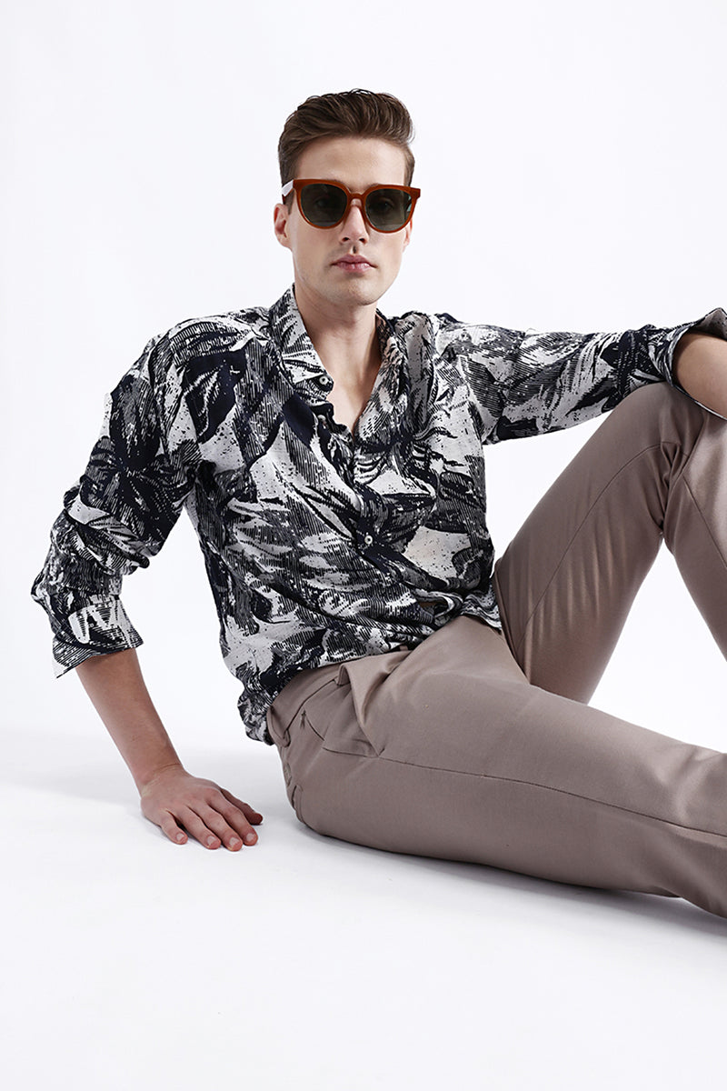 ABSTRACT FLORAL PRINT SHIRT