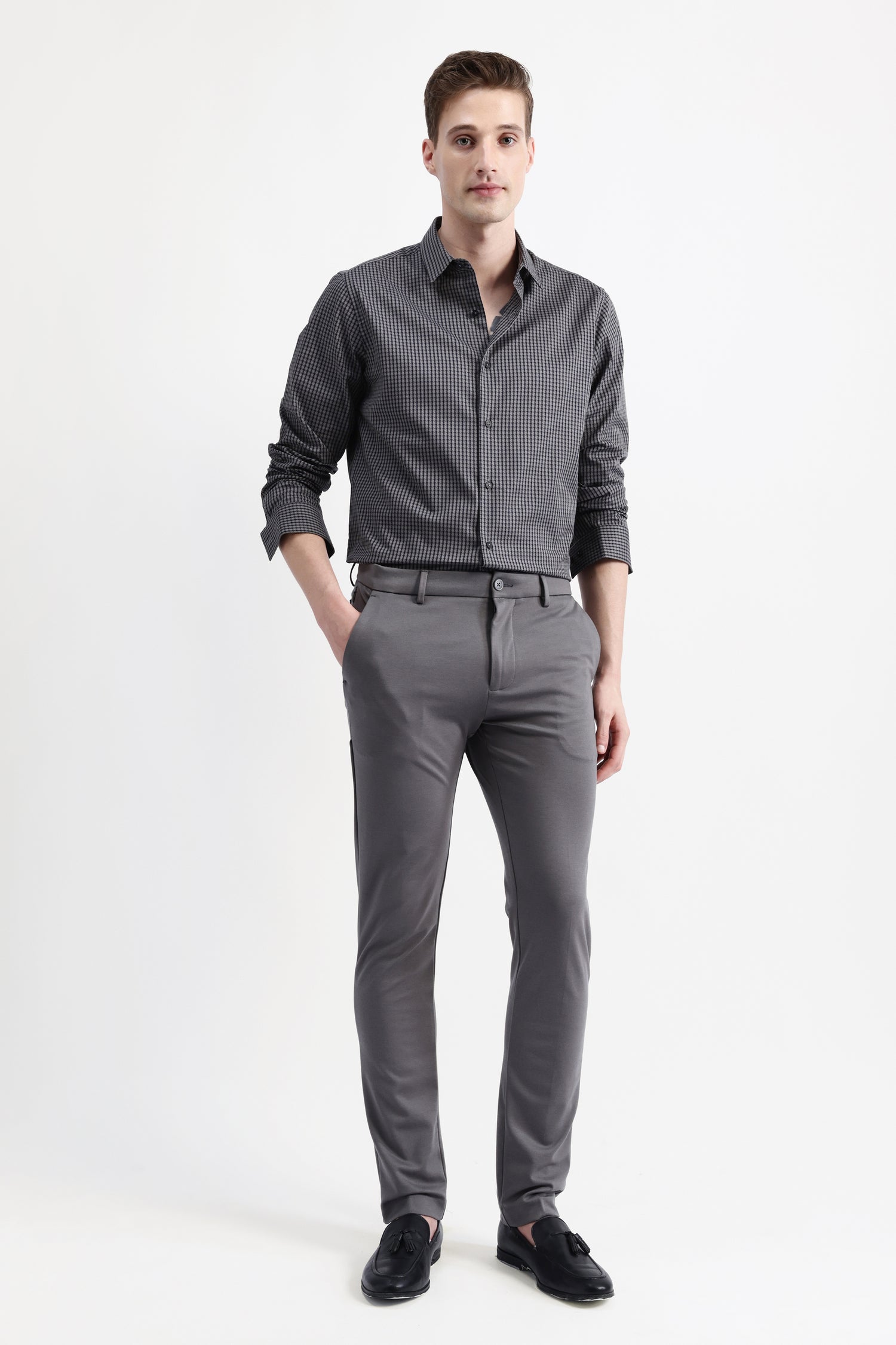 FULL SLEEVES HOUNDSTOOTH SHIRT