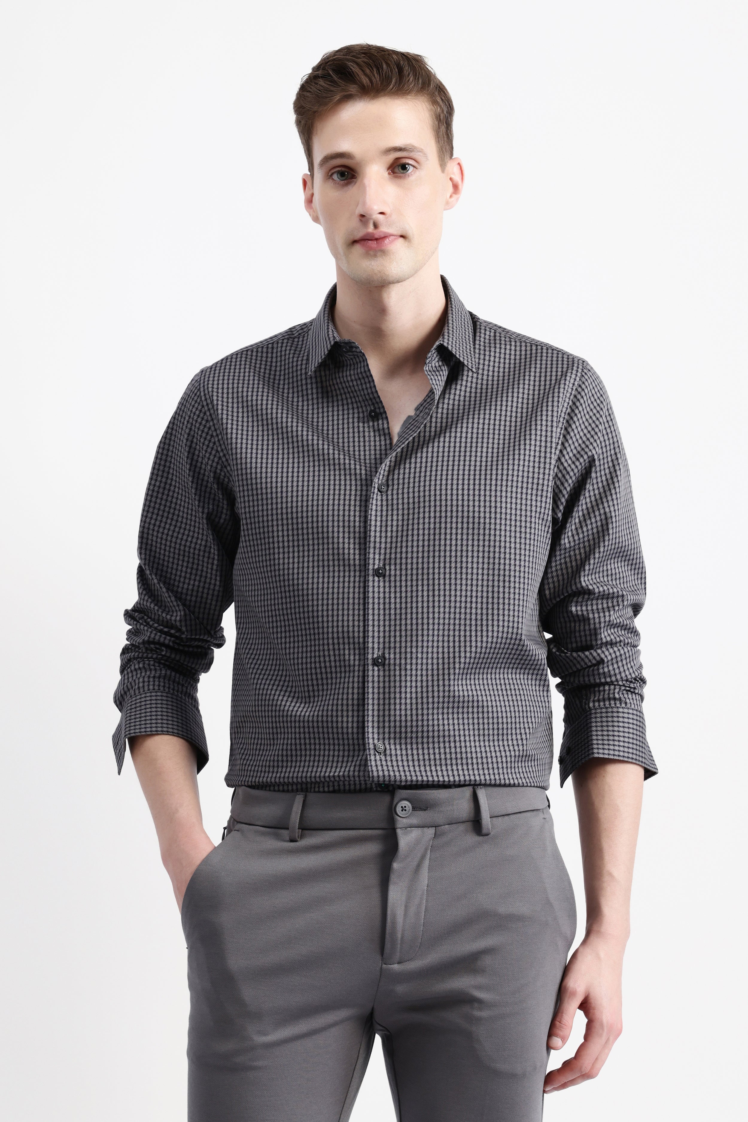 FULL SLEEVES HOUNDSTOOTH SHIRT