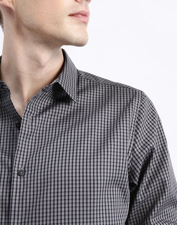 FULL SLEEVES HOUNDSTOOTH SHIRT