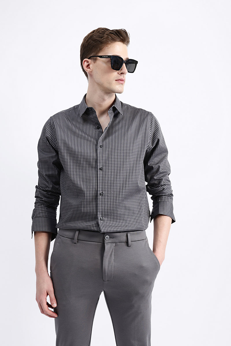 FULL SLEEVES HOUNDSTOOTH SHIRT