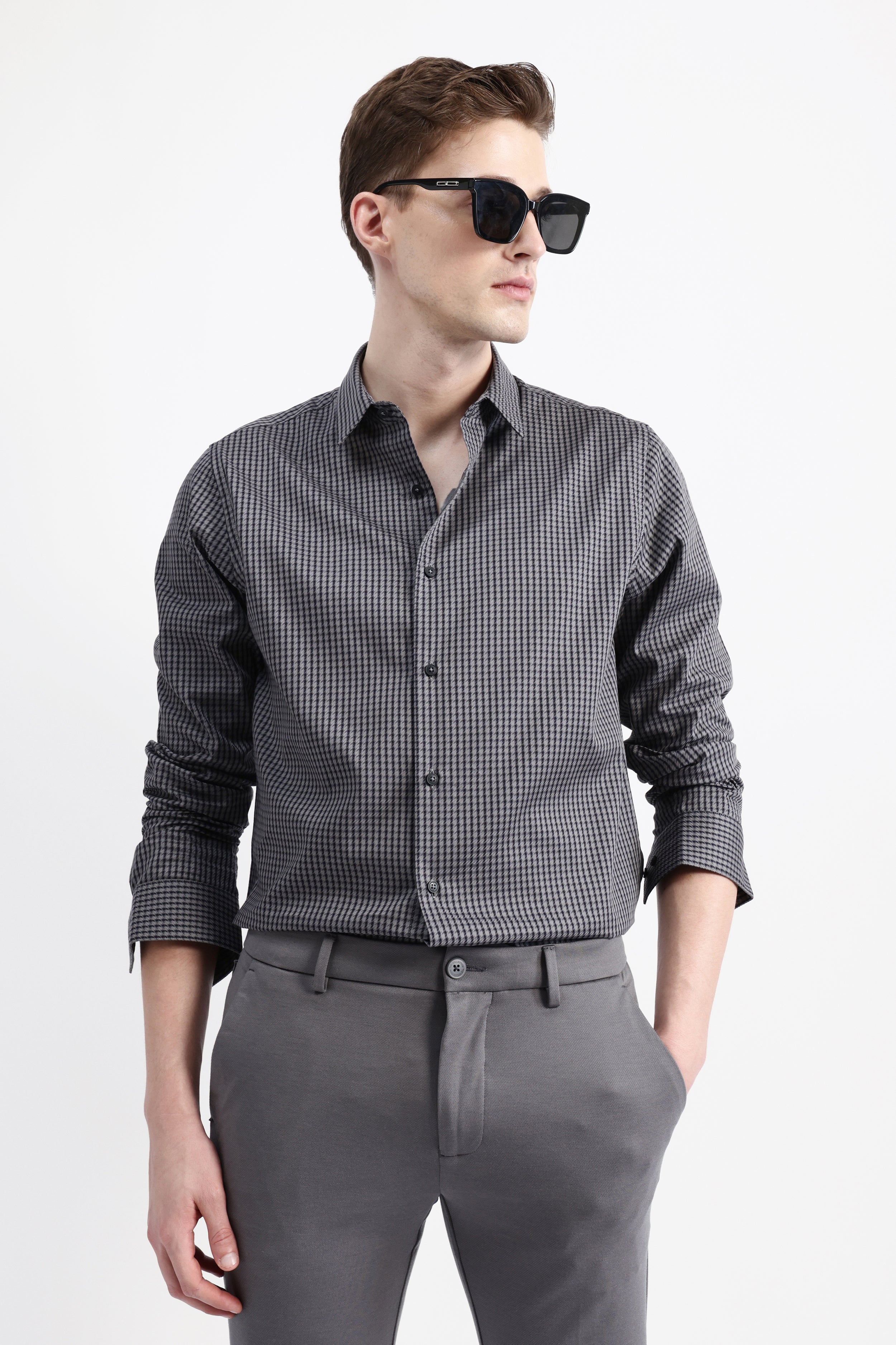 FULL SLEEVES HOUNDSTOOTH SHIRT