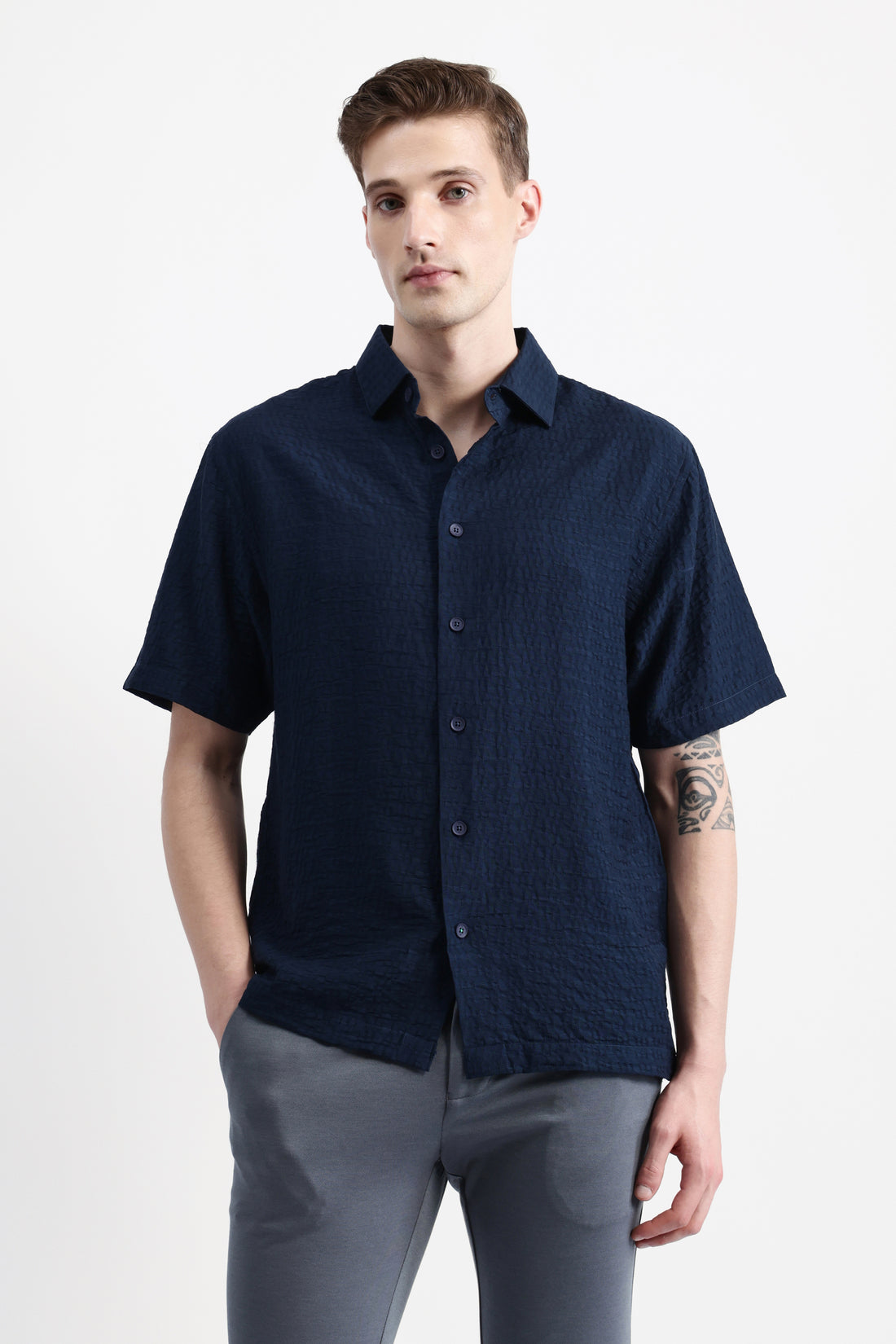 HALF SLEEVES TEXURED SHIRT