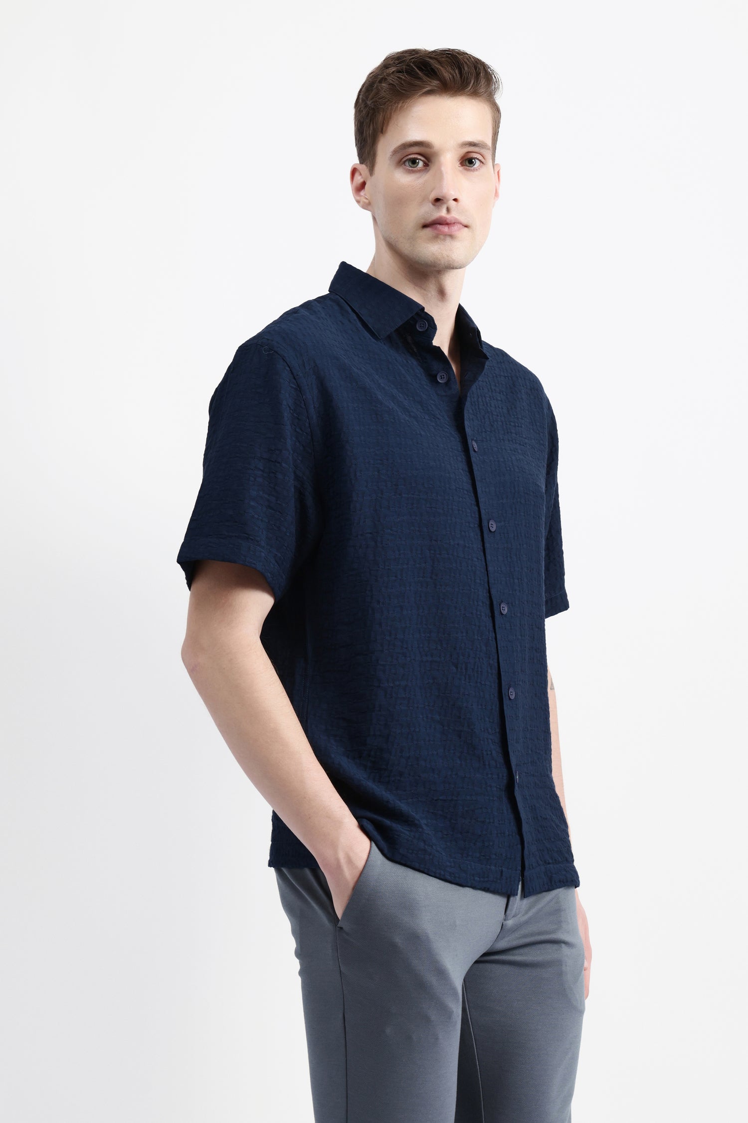 HALF SLEEVES TEXURED SHIRT