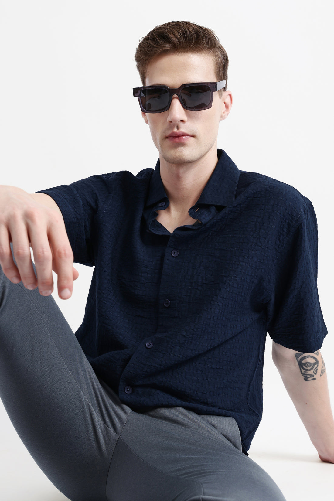 HALF SLEEVES TEXURED SHIRT