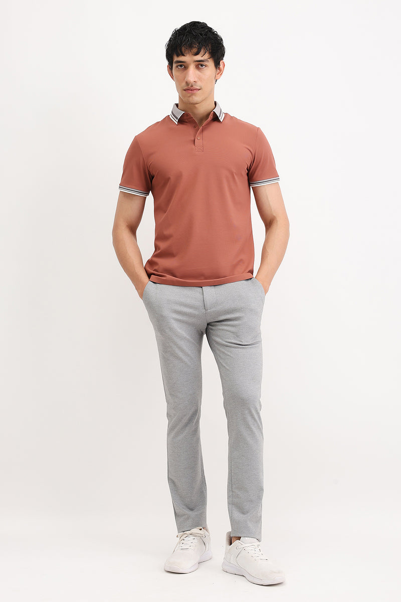 CONTRAST STRIPED COLLAR POLO T-SHIRT