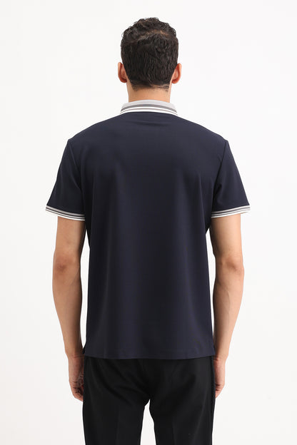 CONTRAST STRIPED COLLAR POLO T-SHIRT