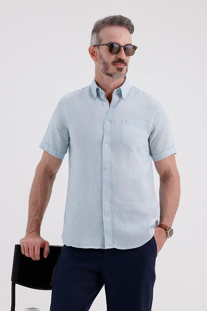AQUA BLUE LINEN SHIRT