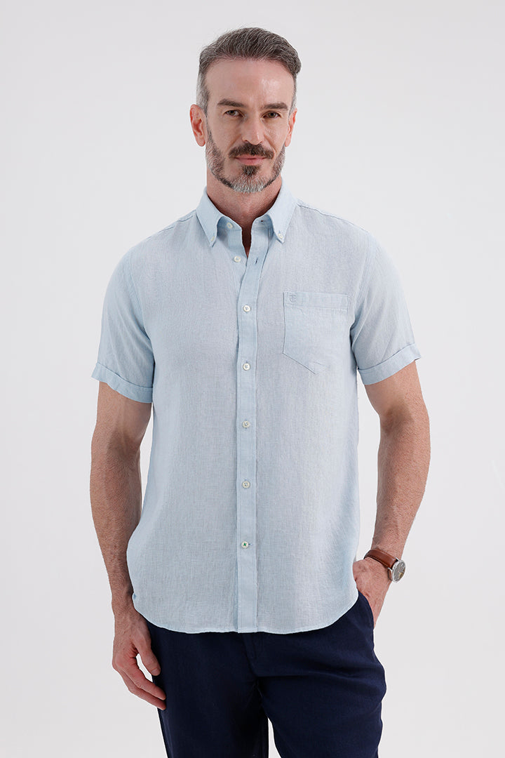 AQUA BLUE LINEN SHIRT