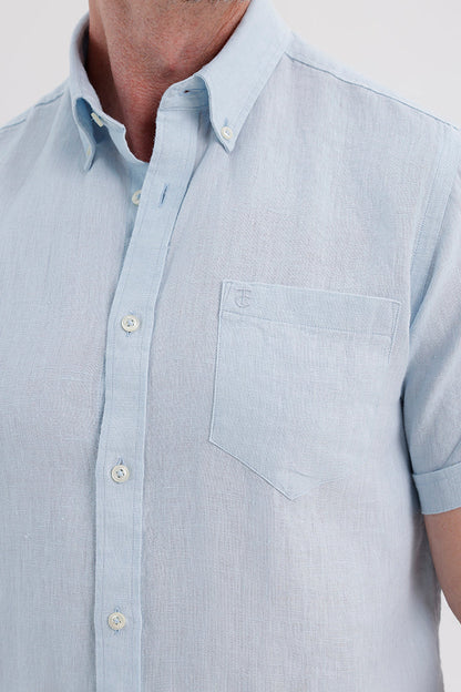 AQUA BLUE LINEN SHIRT