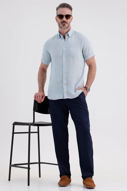 AQUA BLUE LINEN SHIRT