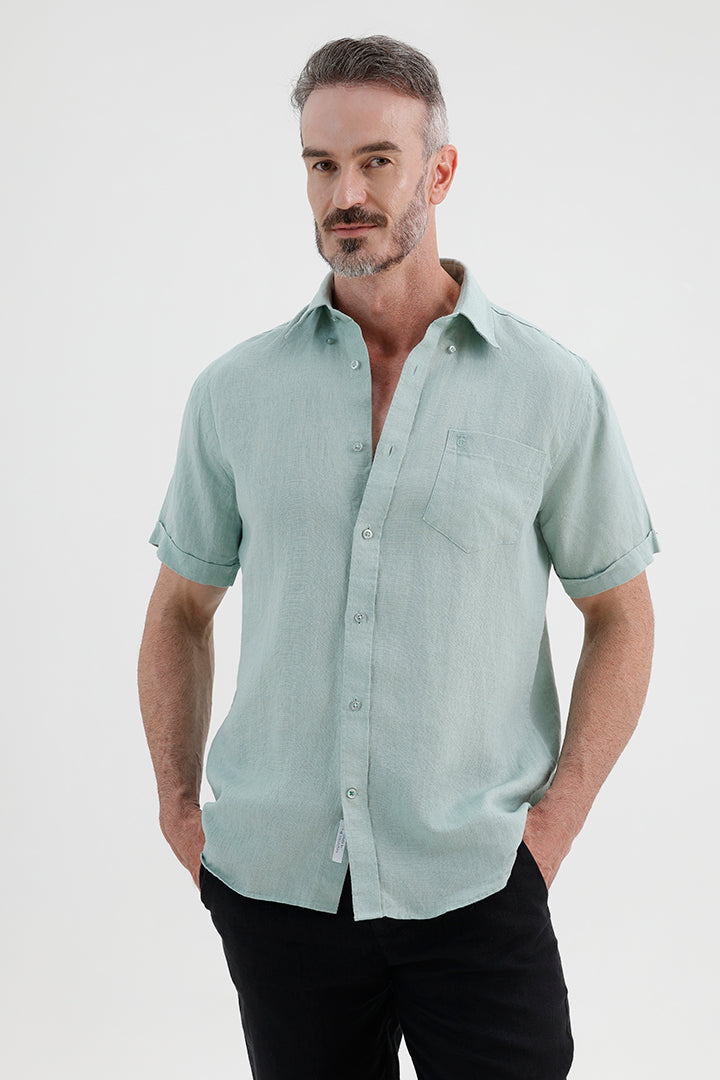 SEAFOAM GREEN  LINEN SHIRT