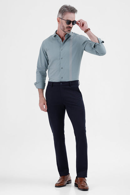 LT GREEN COTTON 
PLACEMENT STRIPE SHIRT