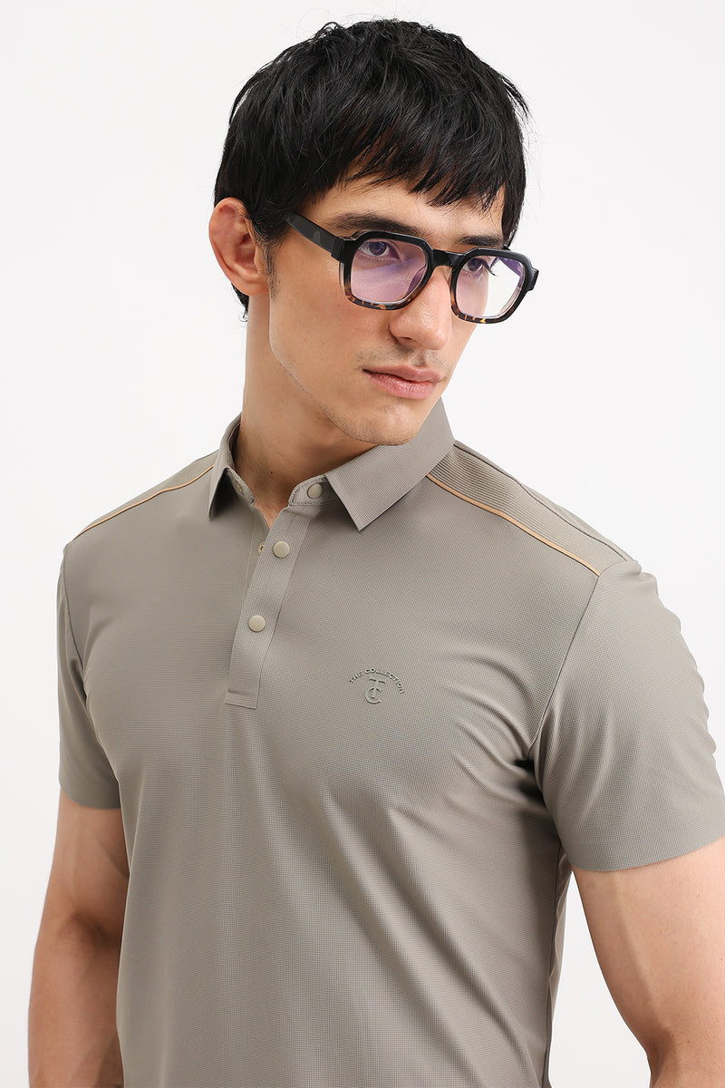 SHOULDER PIPING POLO T-SHIRT