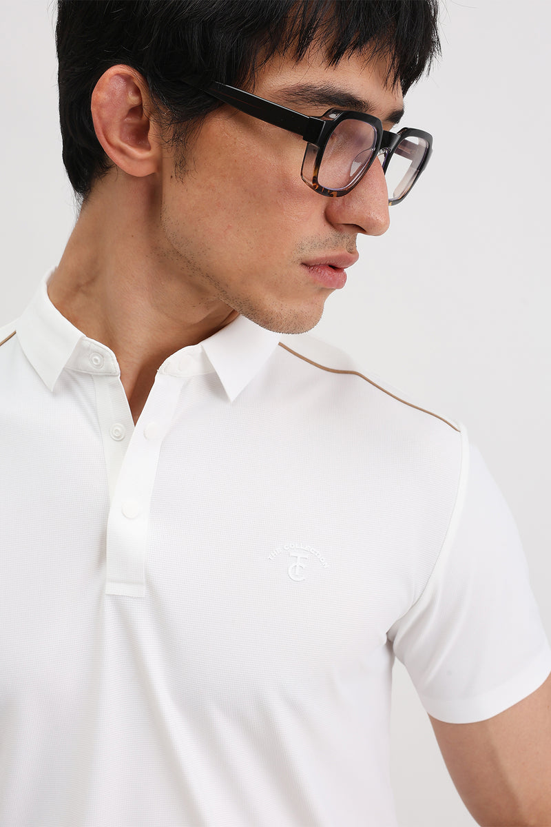 SHOULDER PIPING POLO T-SHIRT