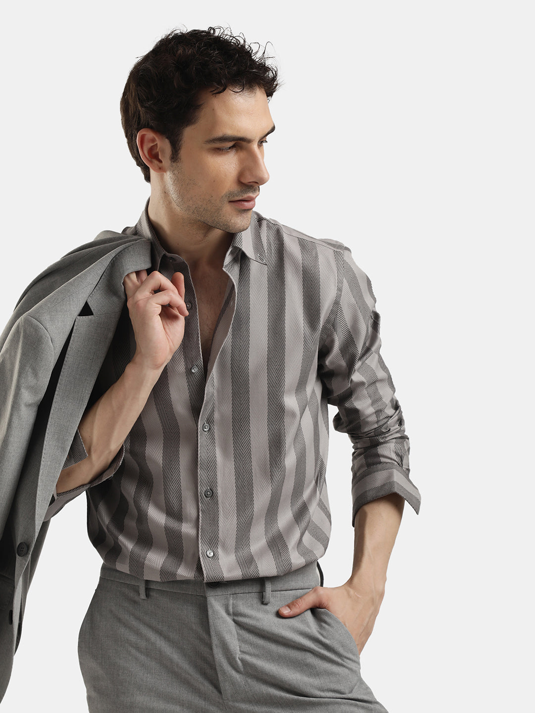 BLACK VERTICAL STRIPES FULL SLEEVES SHIRT