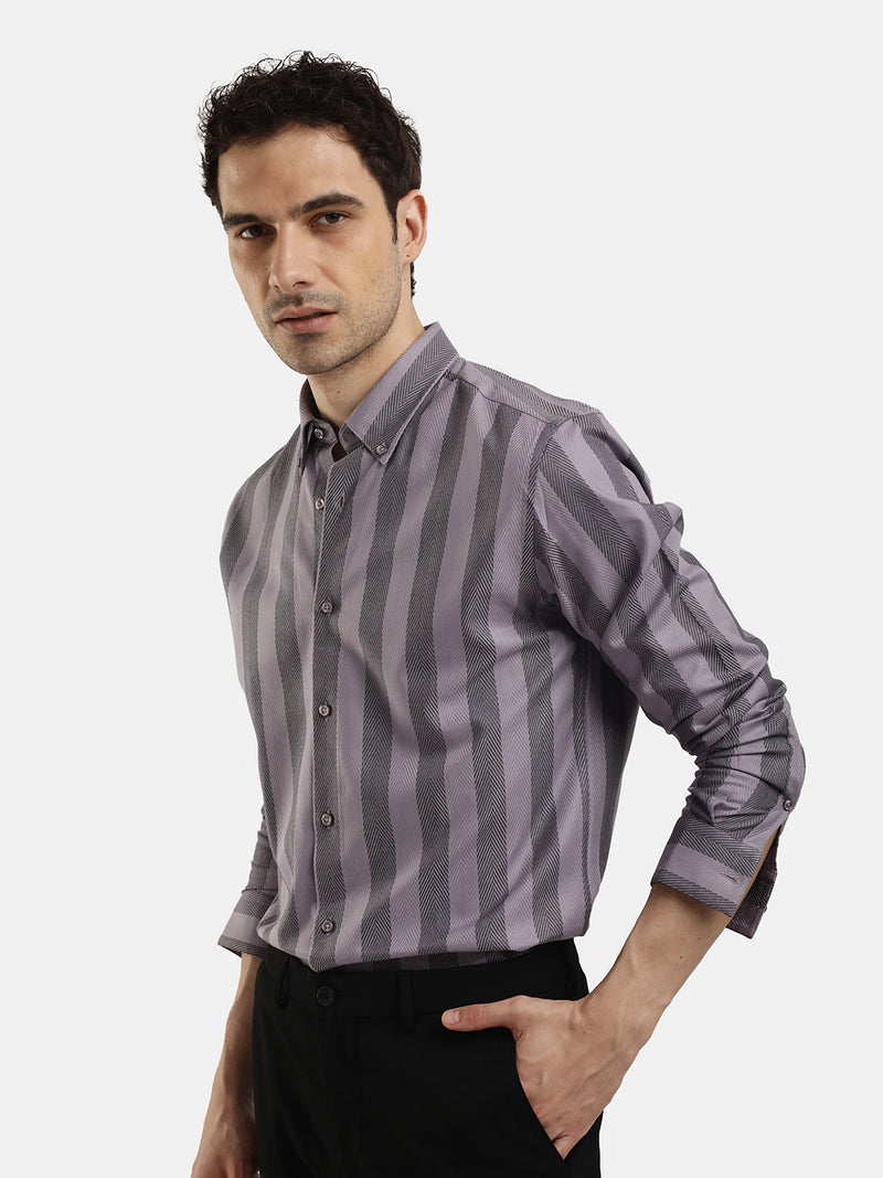 LAVENDER VERTICAL STRIPES FULL SLEEVES SHIRT