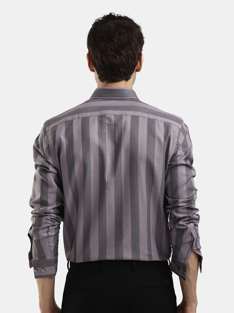 LAVENDER VERTICAL STRIPES FULL SLEEVES SHIRT