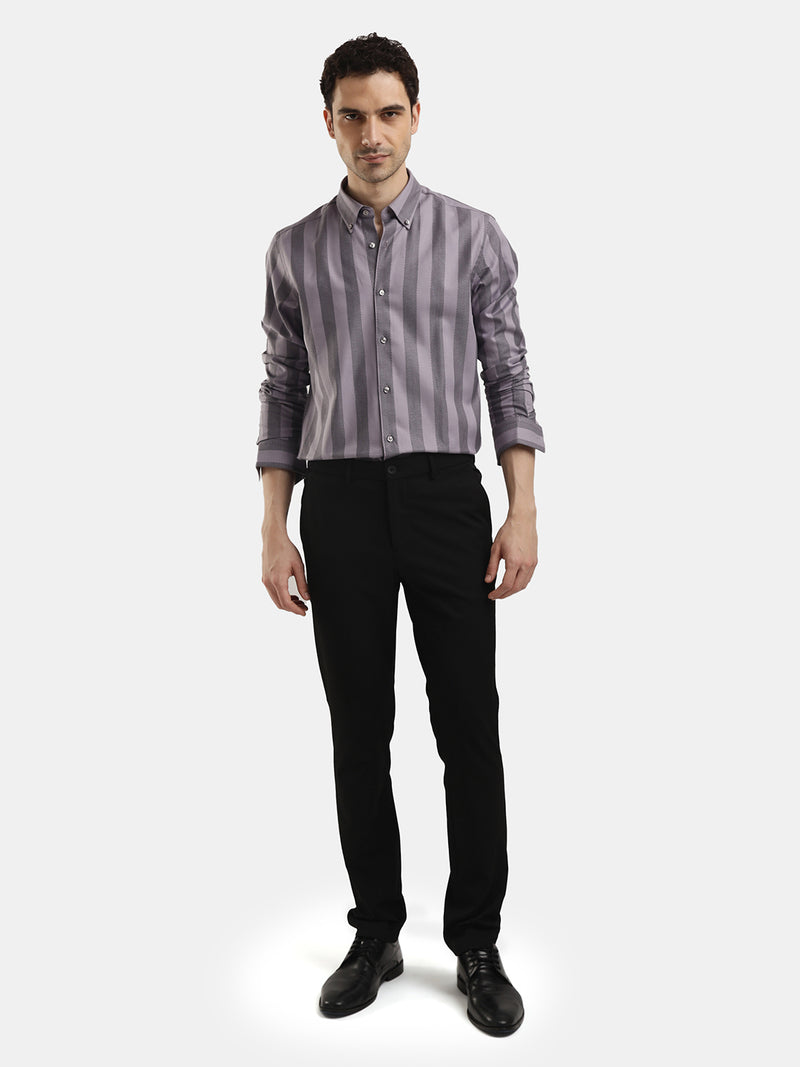 LAVENDER VERTICAL STRIPES FULL SLEEVES SHIRT