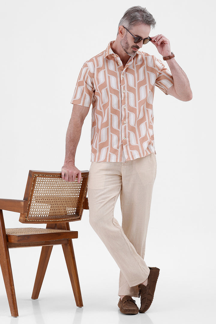 BRICK ORANGE GEOMETRIC
COTTON LINEN PRINT SHIRT