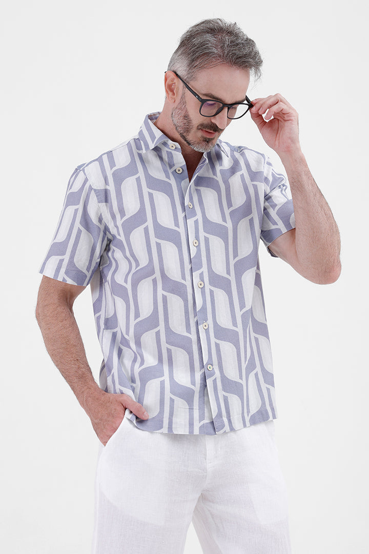 PURPLE GEOMETRIC
COTTON LINEN PRINT SHIRT