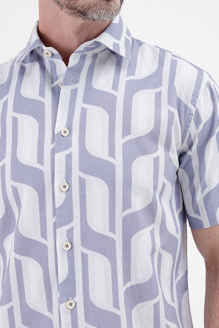 PURPLE GEOMETRIC
COTTON LINEN PRINT SHIRT