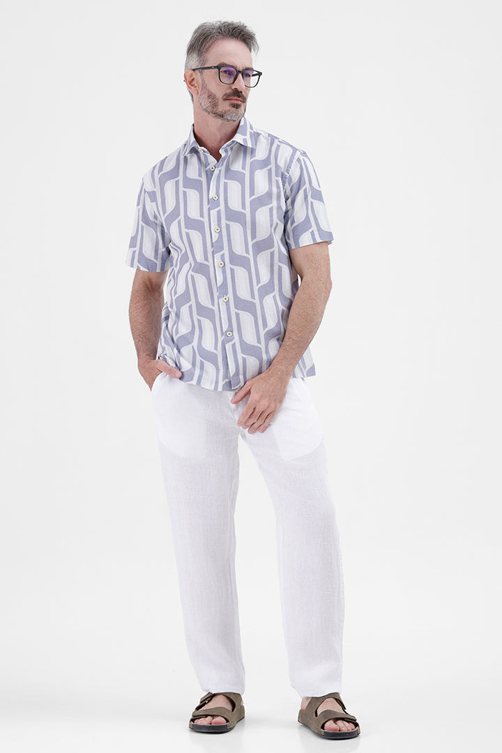 PURPLE GEOMETRIC
COTTON LINEN PRINT SHIRT