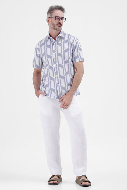 PURPLE GEOMETRIC
COTTON LINEN PRINT SHIRT