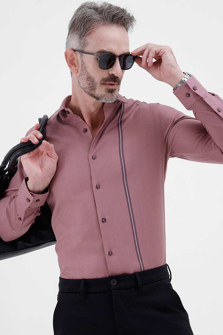 RASPBERRY ROSE COTTON 
PLACEMENT STRIPE SHIRT
