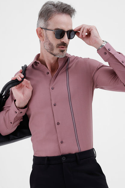 RASPBERRY ROSE COTTON 
PLACEMENT STRIPE SHIRT