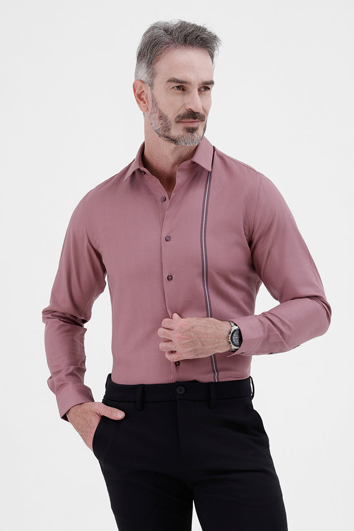 RASPBERRY ROSE COTTON 
PLACEMENT STRIPE SHIRT