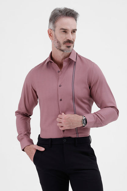 RASPBERRY ROSE COTTON 
PLACEMENT STRIPE SHIRT