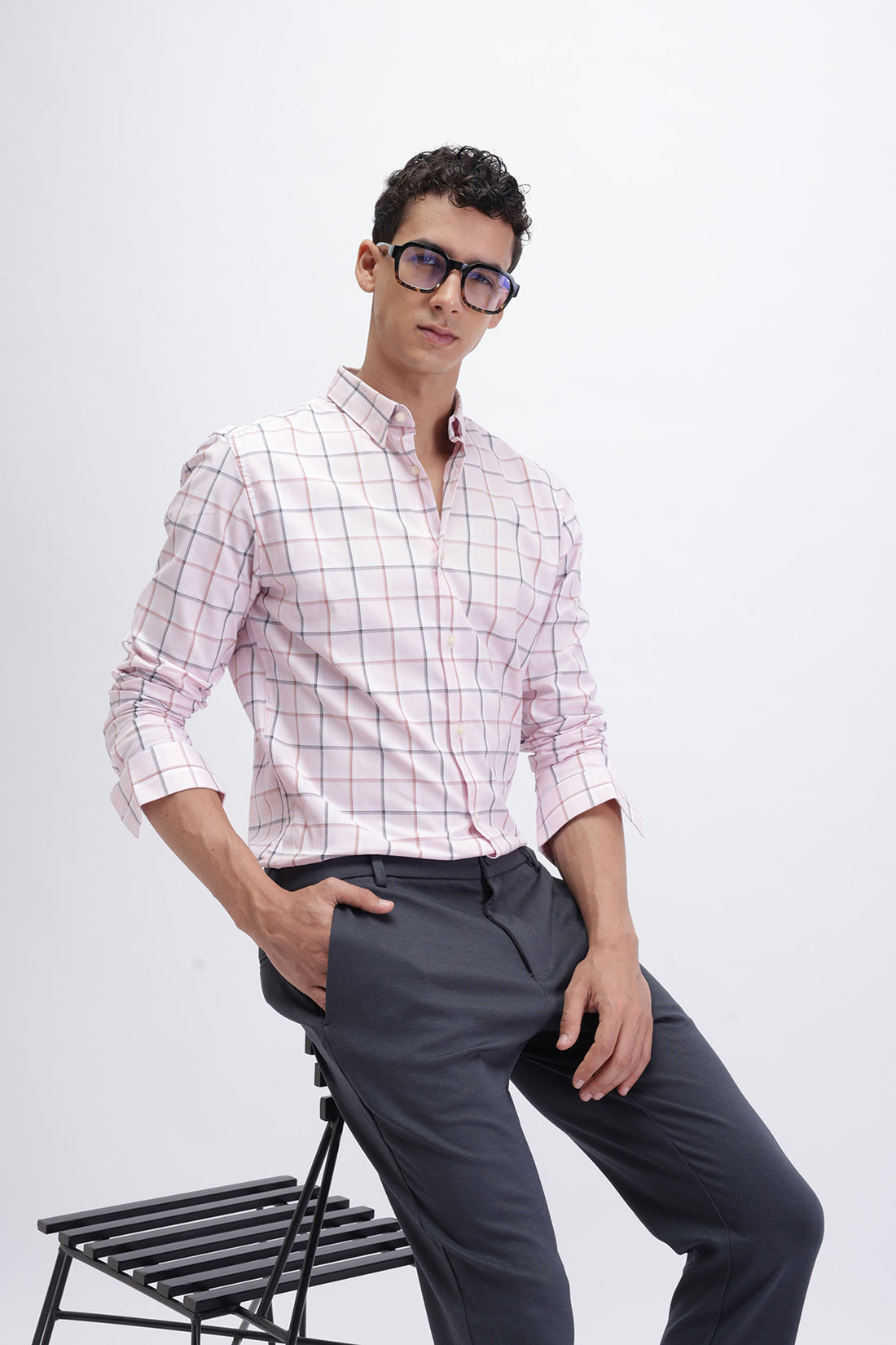 Light Pink Checkered Shirt