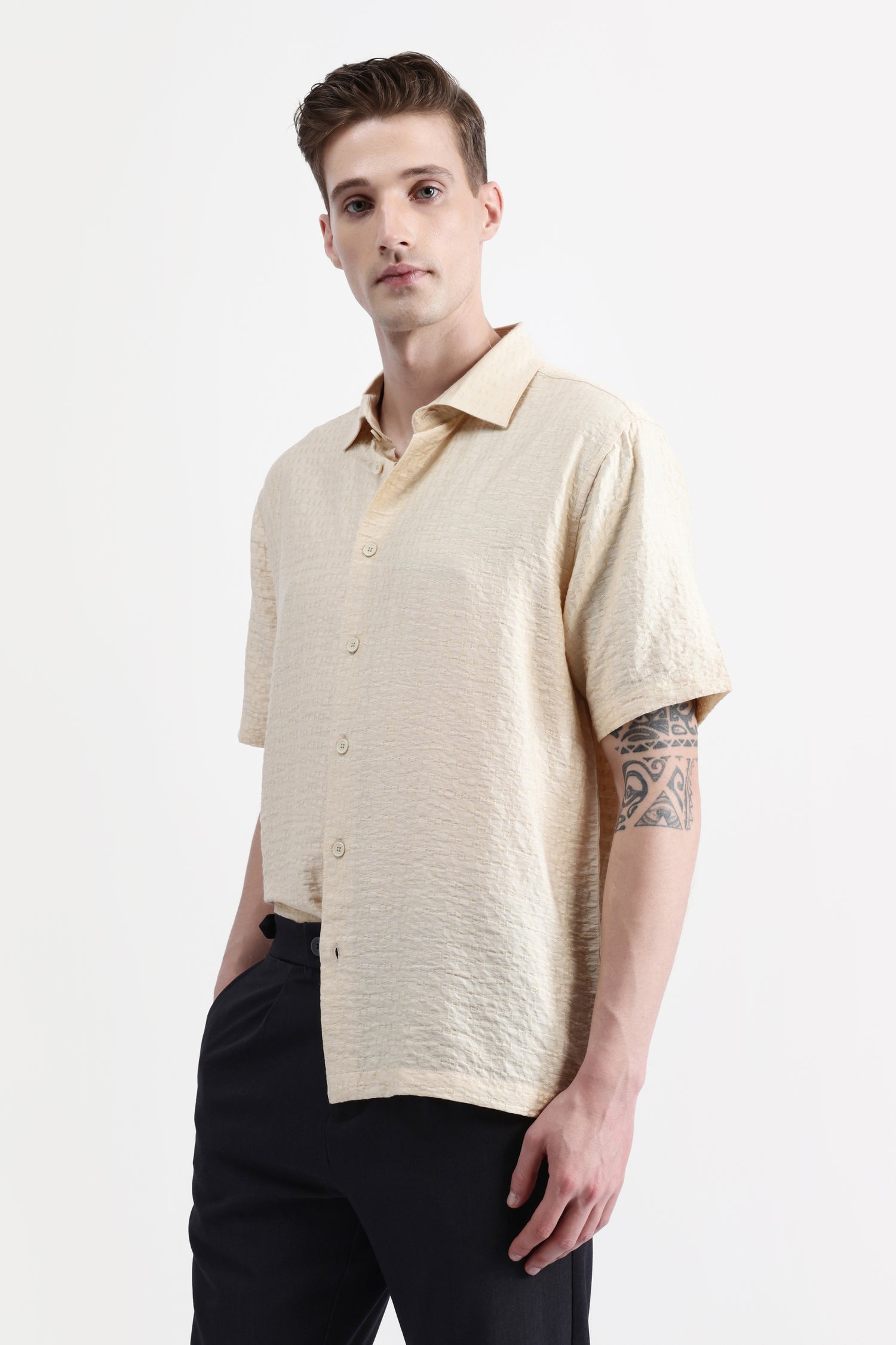 HALF SLEEVES TEXURED SHIRT