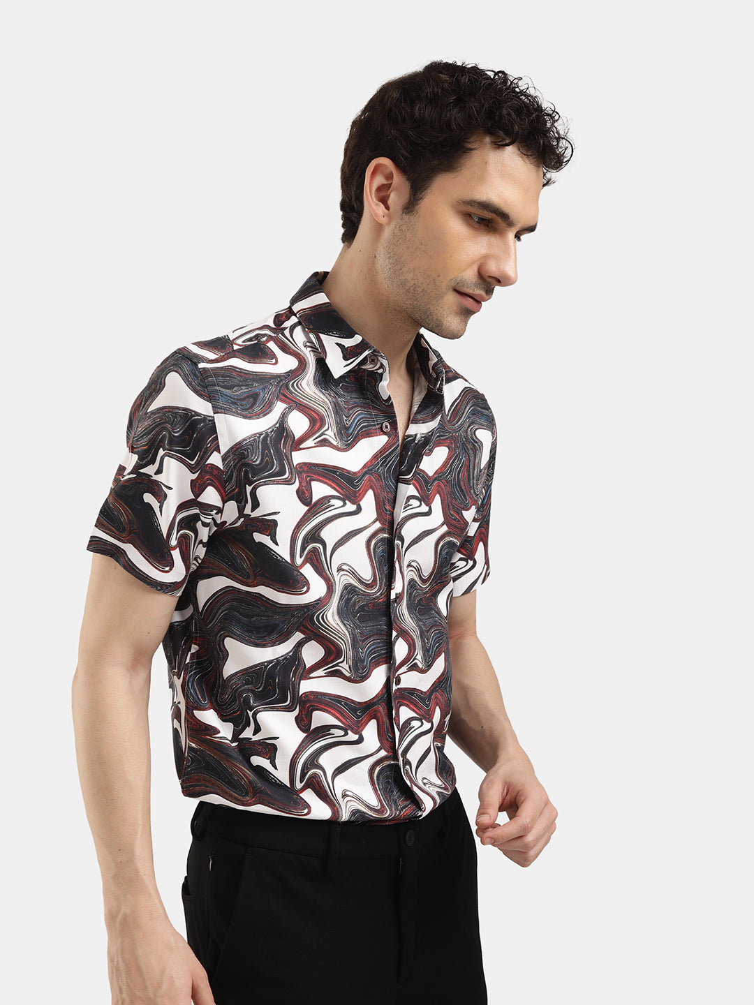 ABSTRACT PRINT SHORT SLEEVES SHIRT