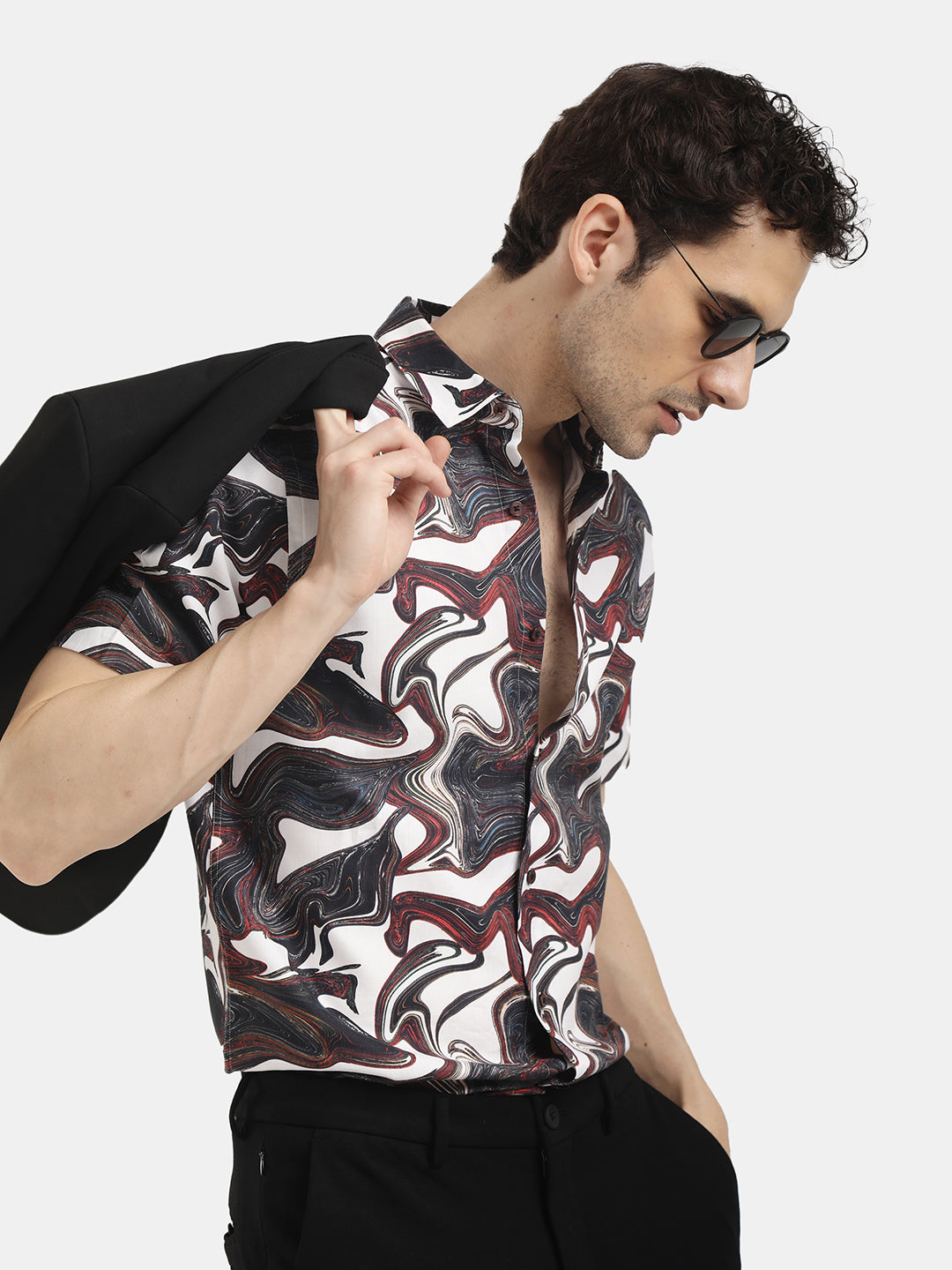 ABSTRACT PRINT SHORT SLEEVES SHIRT