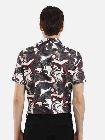 ABSTRACT PRINT SHORT SLEEVES SHIRT