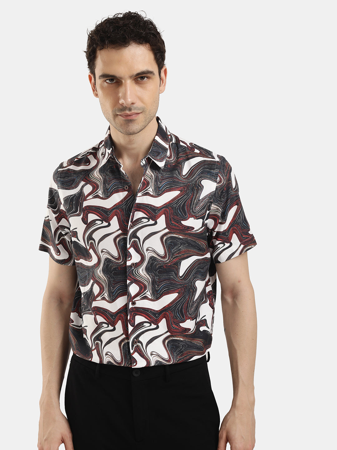 ABSTRACT PRINT SHORT SLEEVES SHIRT