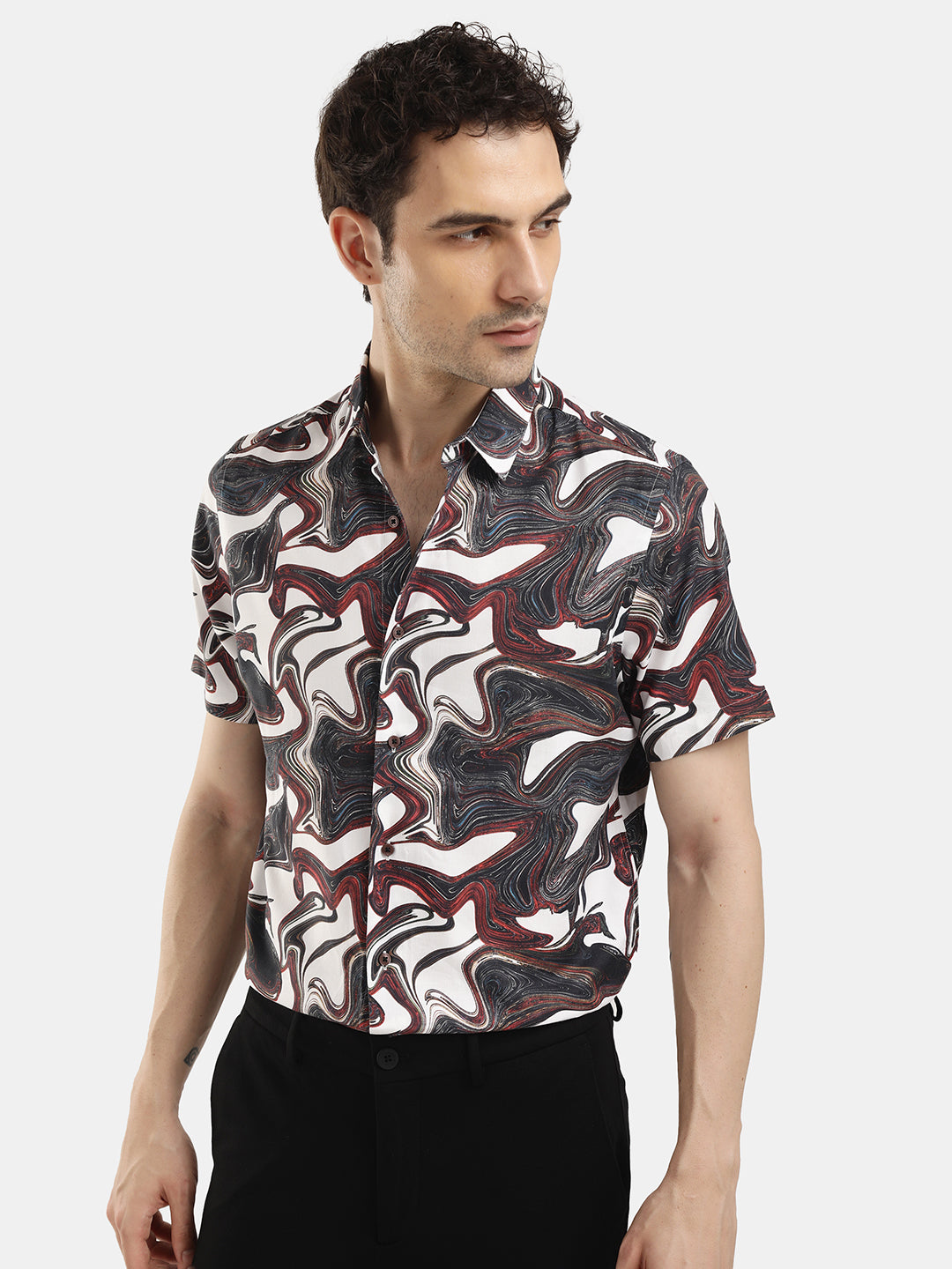 ABSTRACT PRINT SHORT SLEEVES SHIRT