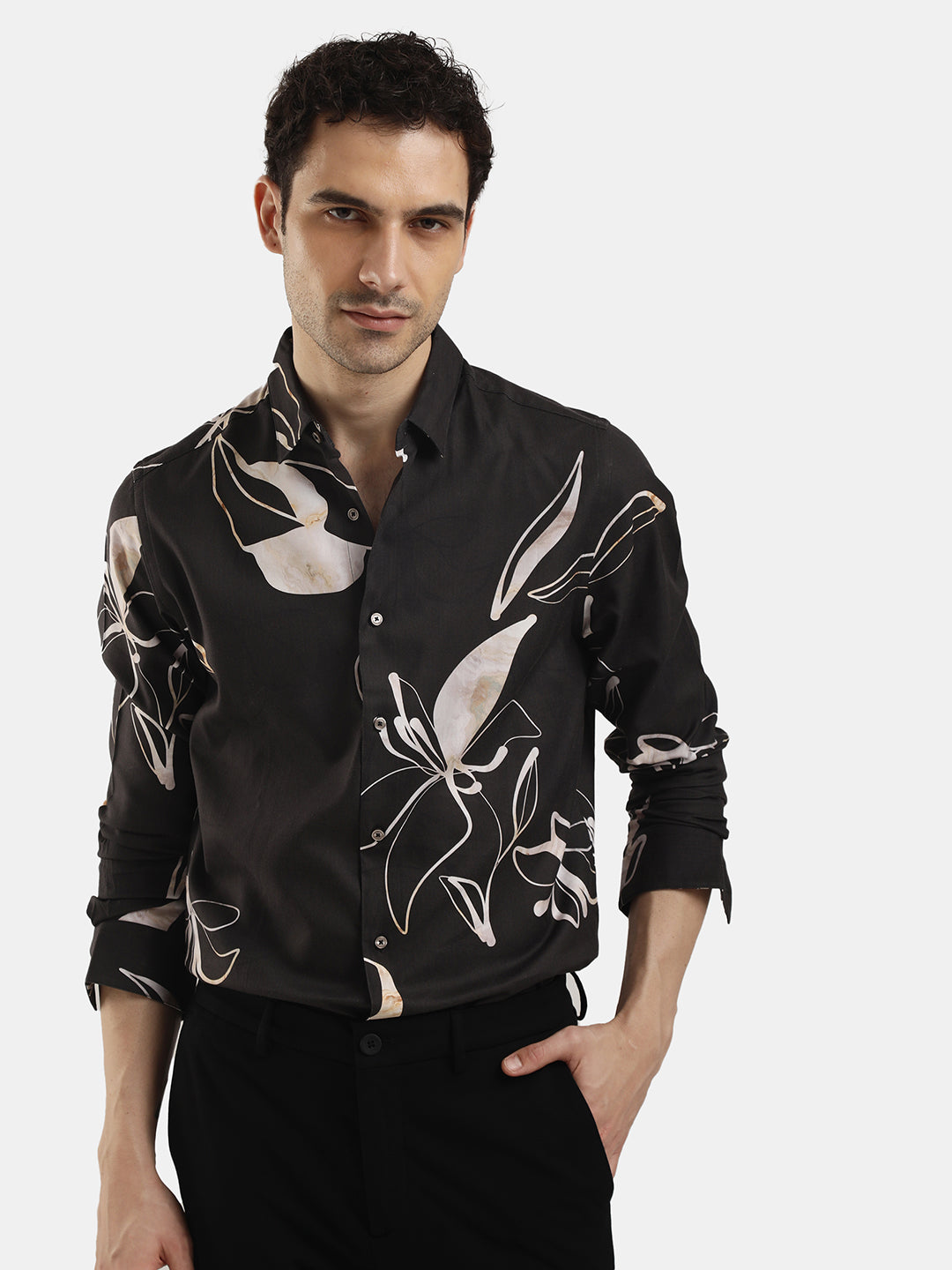 SLIM FIT FLORAL PRINT SHIRT