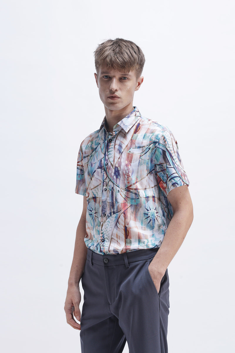 ABSTRACT PRINTED HALF SLEEVES SHIRT