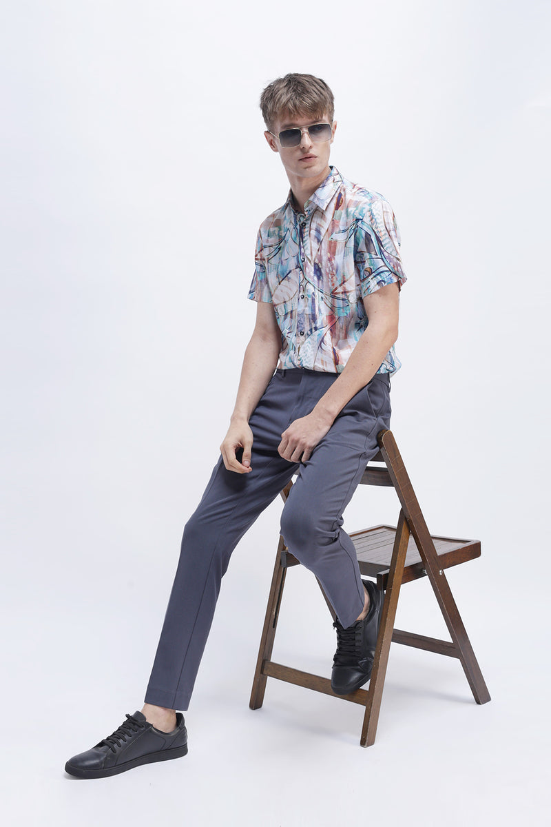 ABSTRACT PRINTED HALF SLEEVES SHIRT