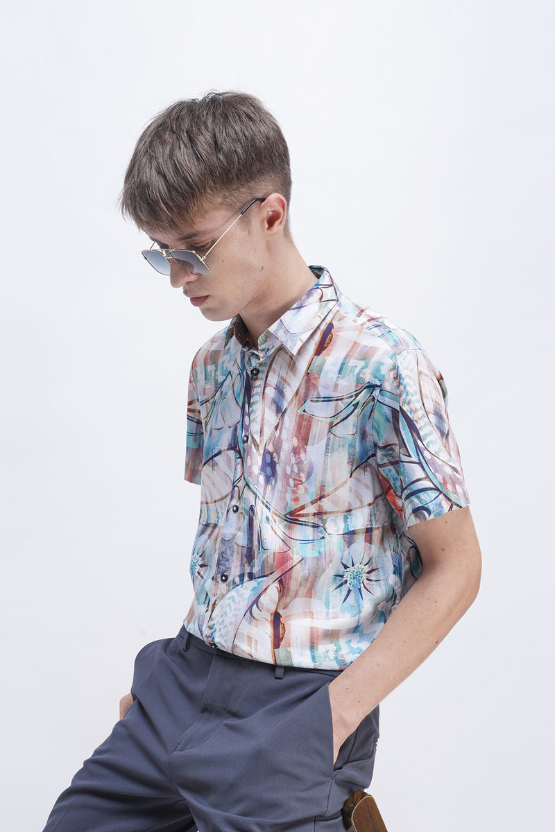 ABSTRACT PRINTED HALF SLEEVES SHIRT
