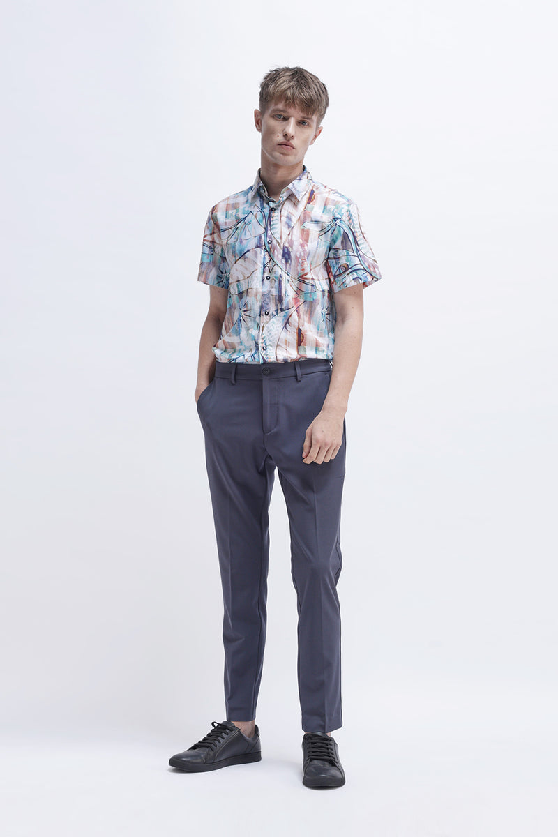 ABSTRACT PRINTED HALF SLEEVES SHIRT