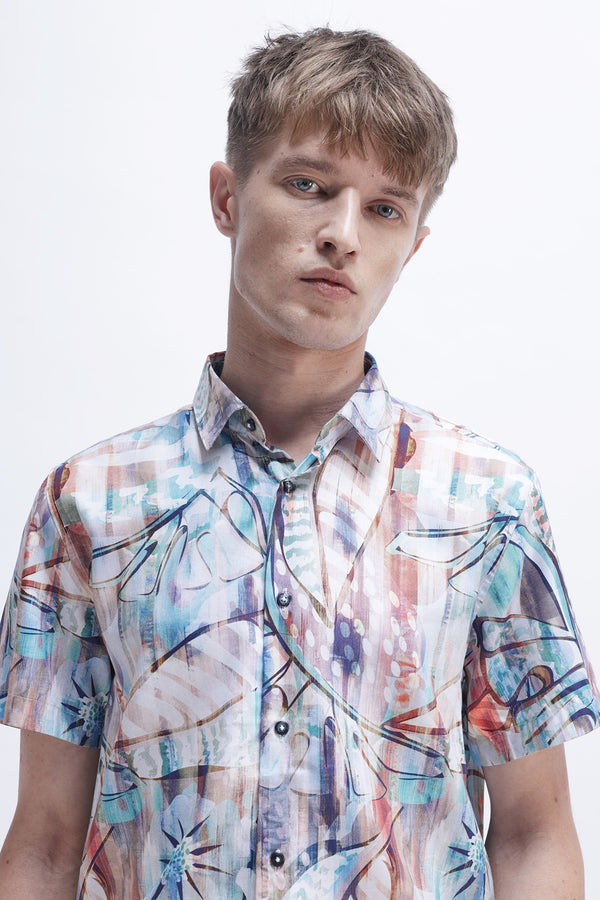 ABSTRACT PRINTED HALF SLEEVES SHIRT