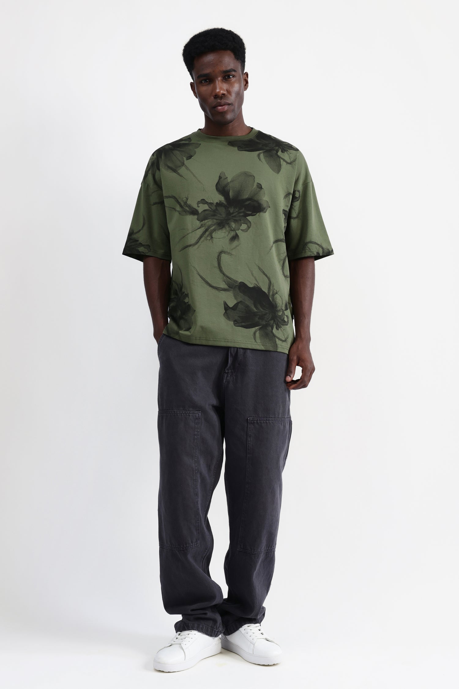 ALLOVER FLORAL PRINT OVERSIZED T-SHIRT